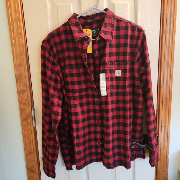Womens size Large Carhartt Buffalo check plaid flannel button down shirt - Picture 1 of 7